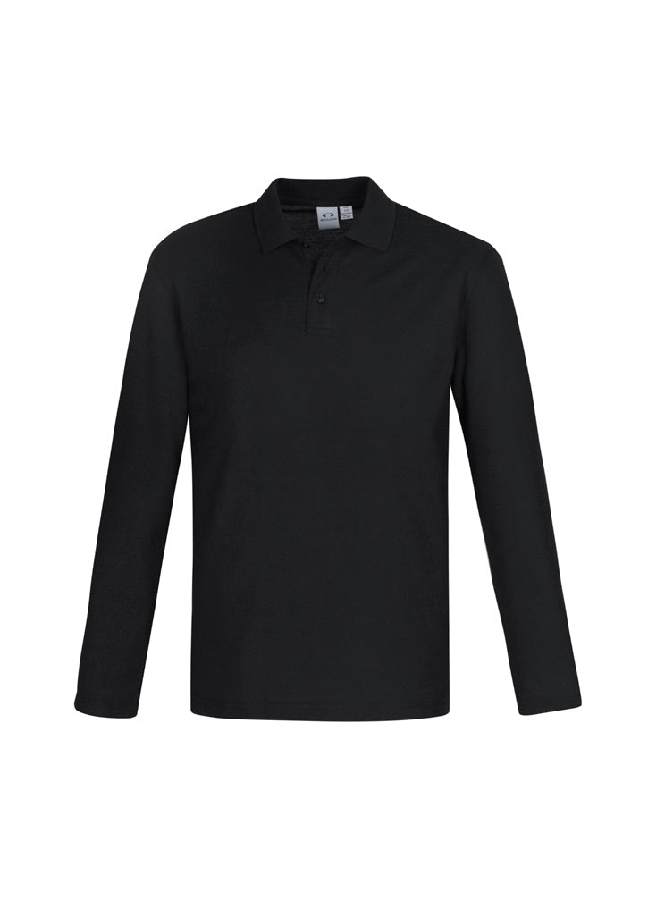P400ML - Biz Collection - Men's Long sleeve Crew Polo - 210gsm - Poly/Cotton | Black