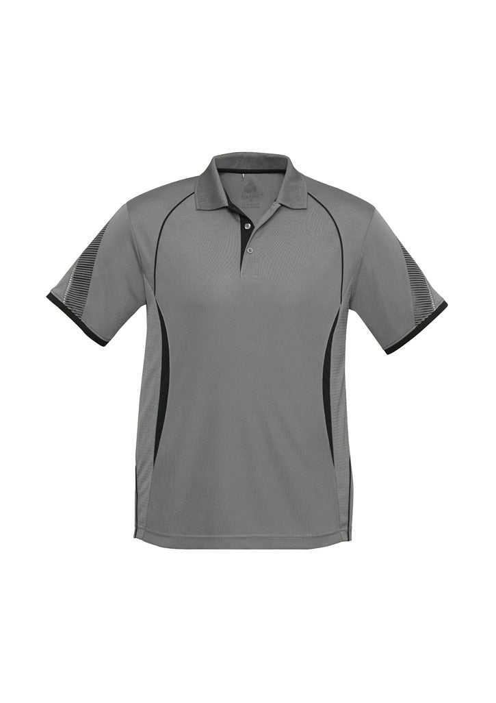 P405MS - Biz Collection - Razor Polo - Men's - Fluoro trims. | Ash/Black
