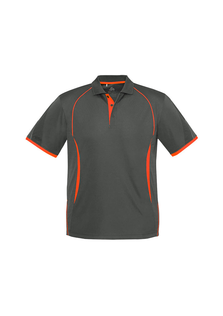 P405MS - Biz Collection - Razor Polo - Men's - Fluoro trims. | Grey/Fluoro Orange