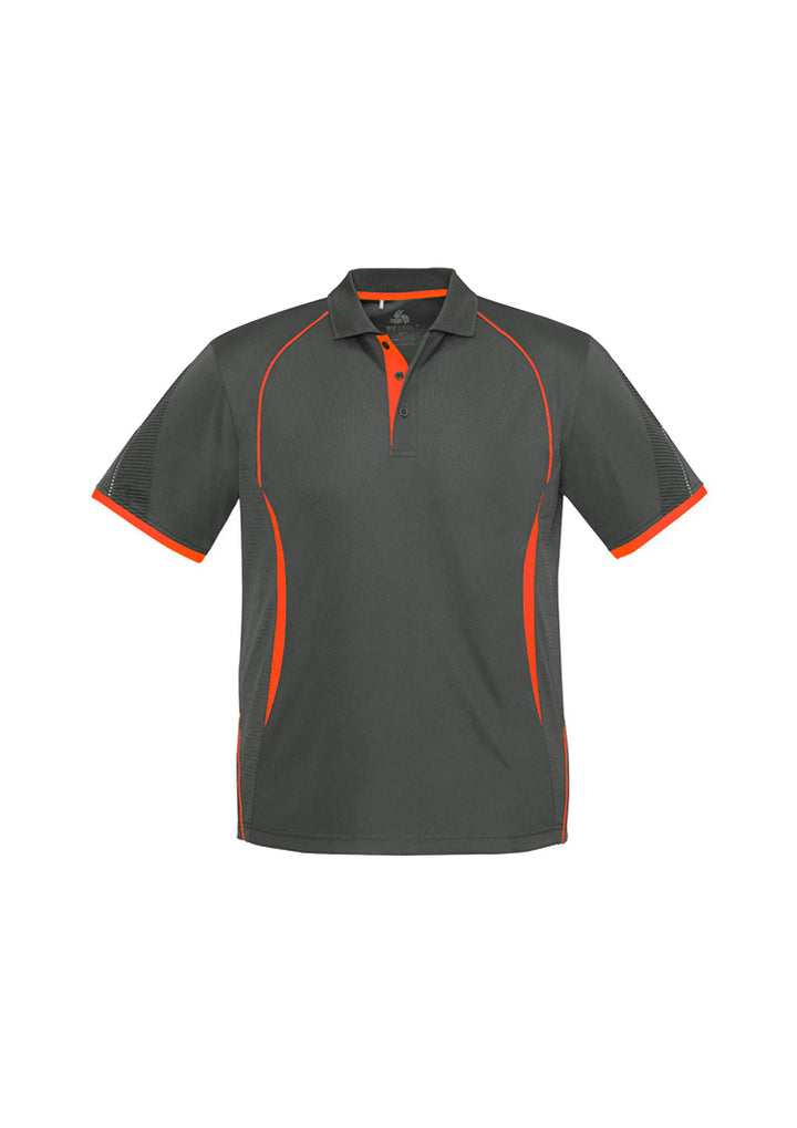 P405MS - Biz Collection - Razor Polo - Men's - Fluoro trims. | Grey/Fluoro Orange