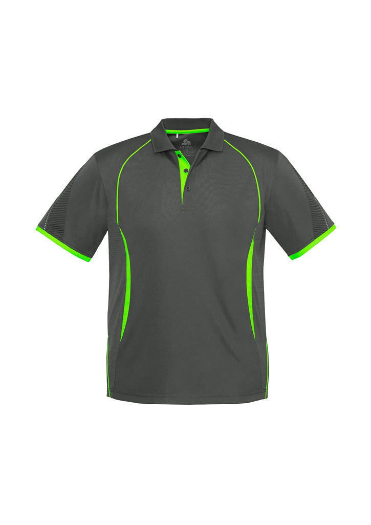 P405MS - Biz Collection - Razor Polo - Men's - Fluoro trims. | Grey/Fluoro Lime