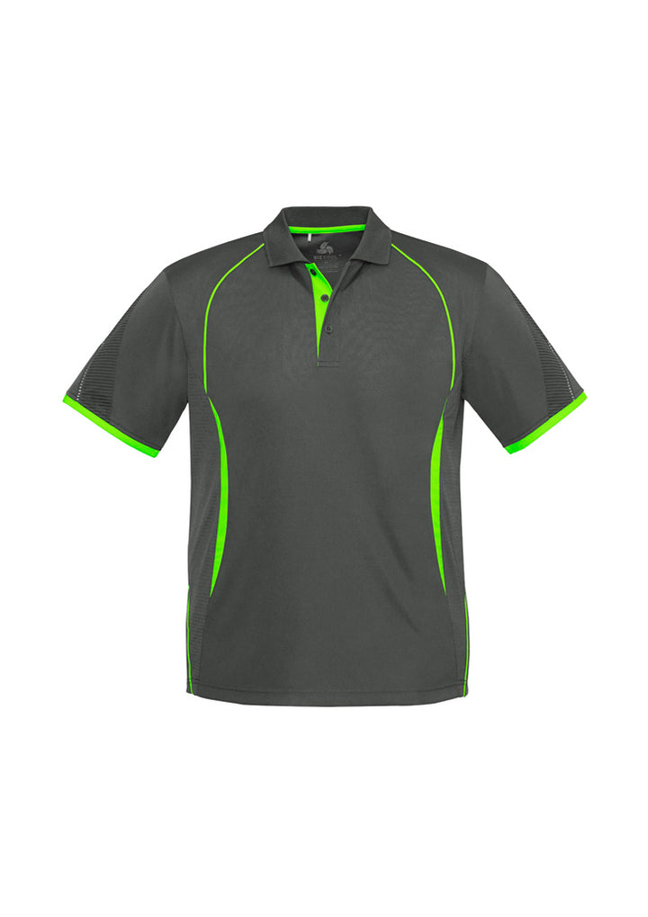 P405MS - Biz Collection - Razor Polo - Men's - Fluoro trims. | Grey/Fluoro Lime