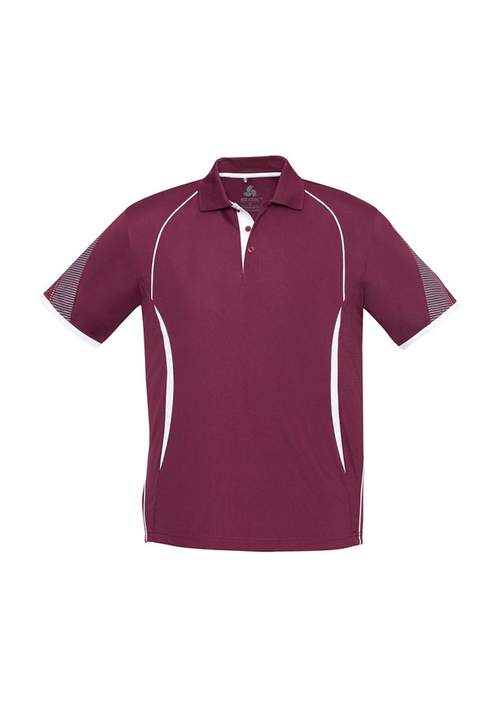P405MS - Biz Collection - Razor Polo - Men's - Fluoro trims. | Maroon/White