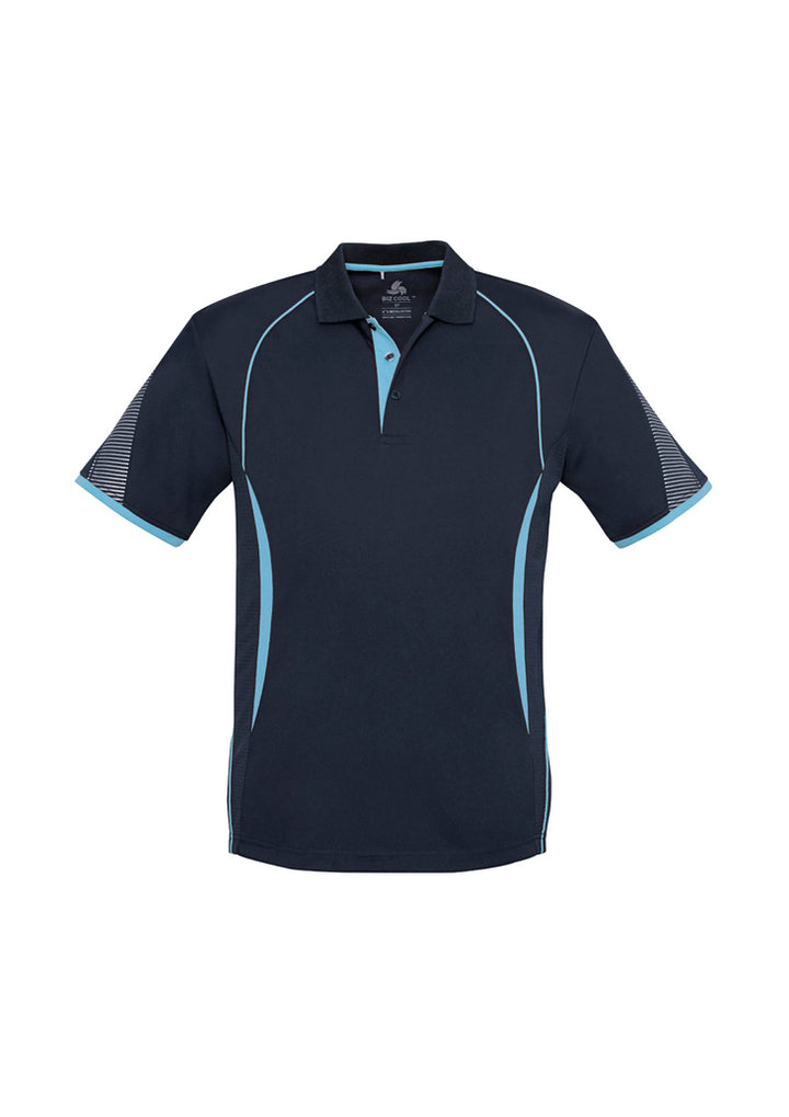 P405MS - Biz Collection - Razor Polo - Men's - Fluoro trims. | Navy/Sky