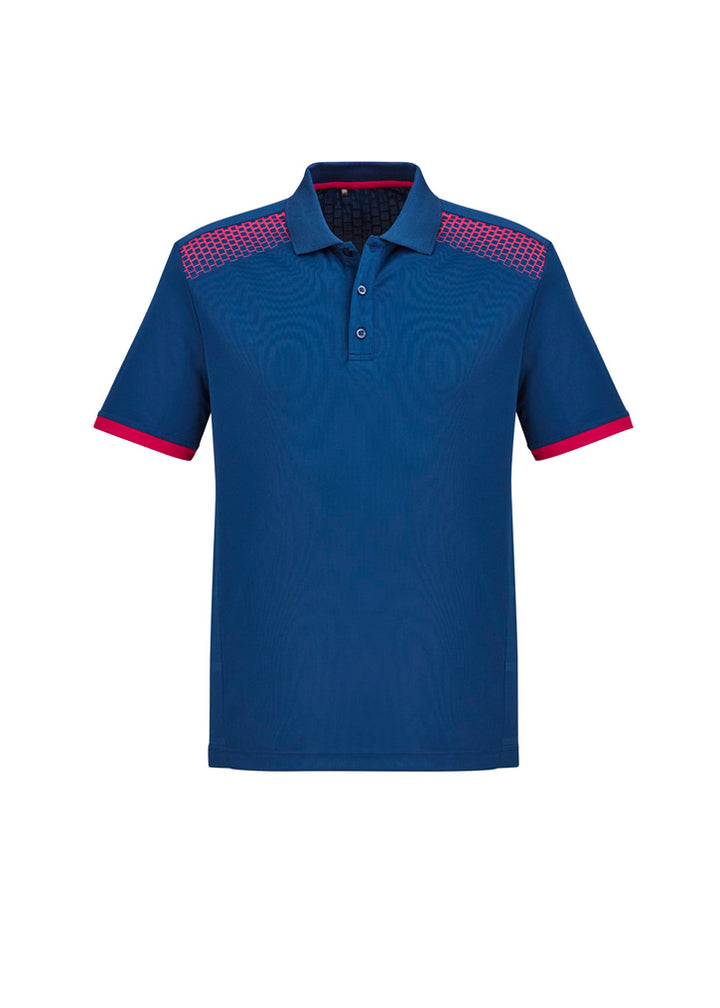P900MS - Fashion Biz - Galaxy Polo - Men's - Fluoro trims. | Steel Blue/Magenta