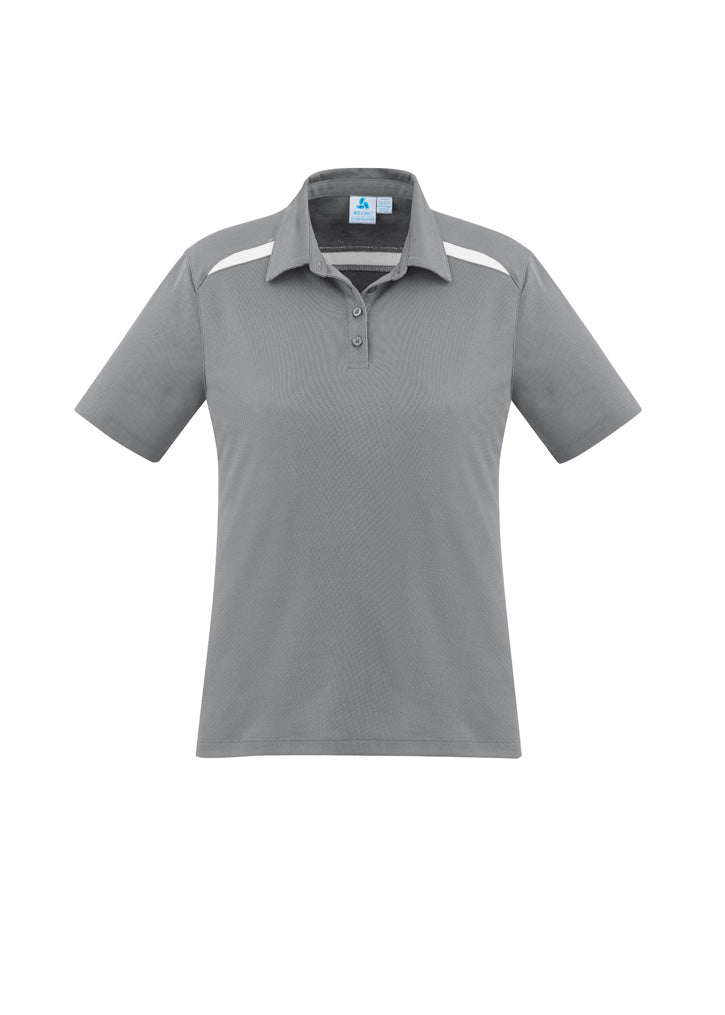 P901LS - Biz Collection - Womens Sonar Short Sleeve Polo | Silver/White