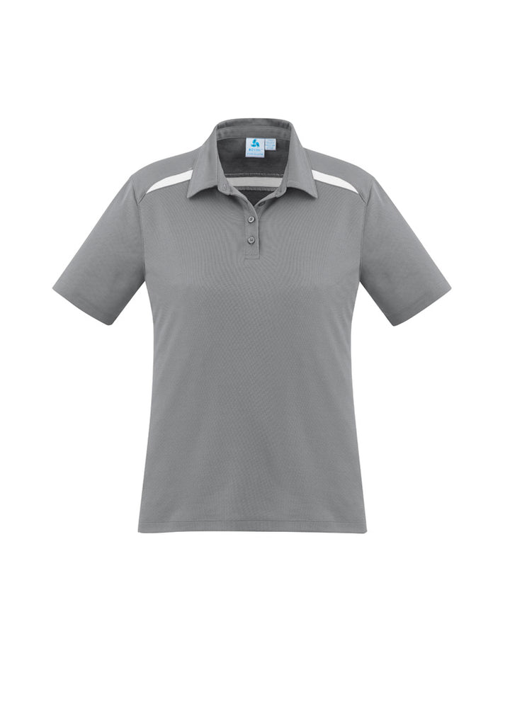 P901LS - Biz Collection - Womens Sonar Short Sleeve Polo | Silver/White