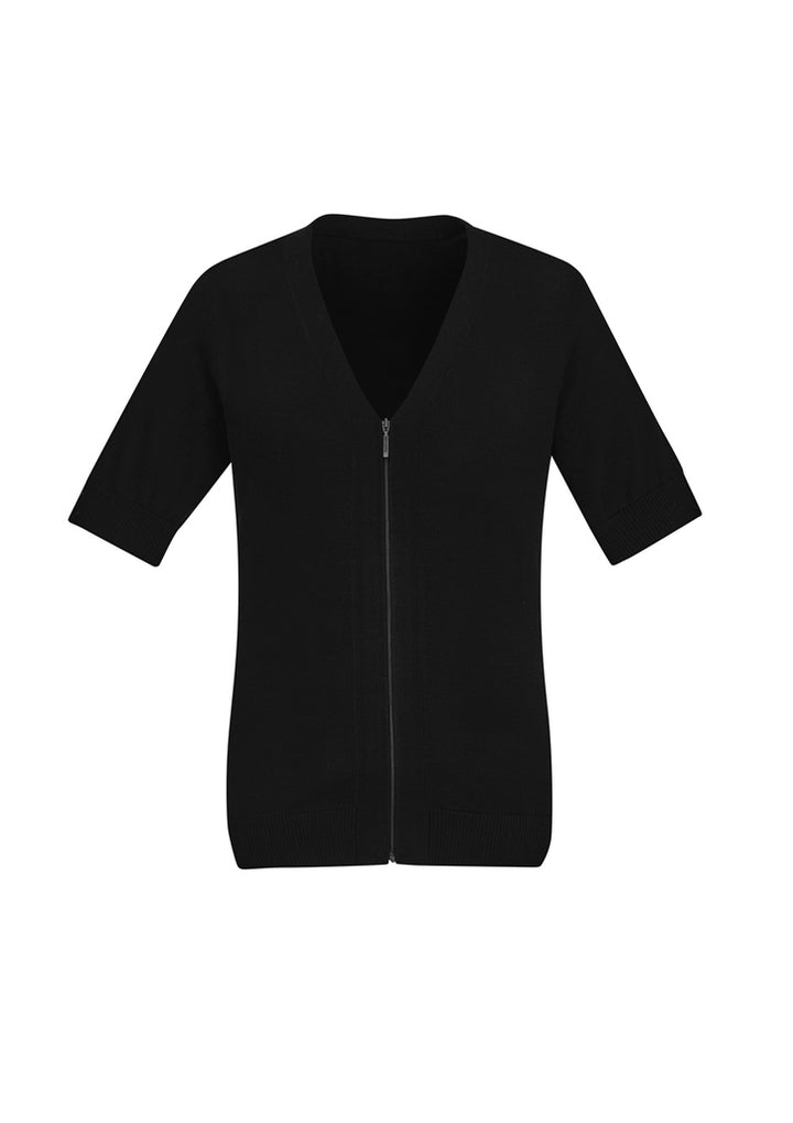 CK962LC - Biz Care - Womens Zip Front Short Sleeve Knit Cardigan