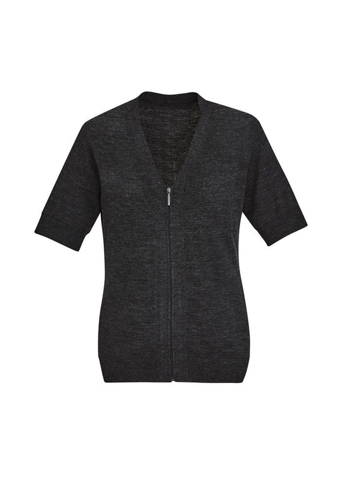 CK962LC - Biz Care - Womens Zip Front Short Sleeve Knit Cardigan