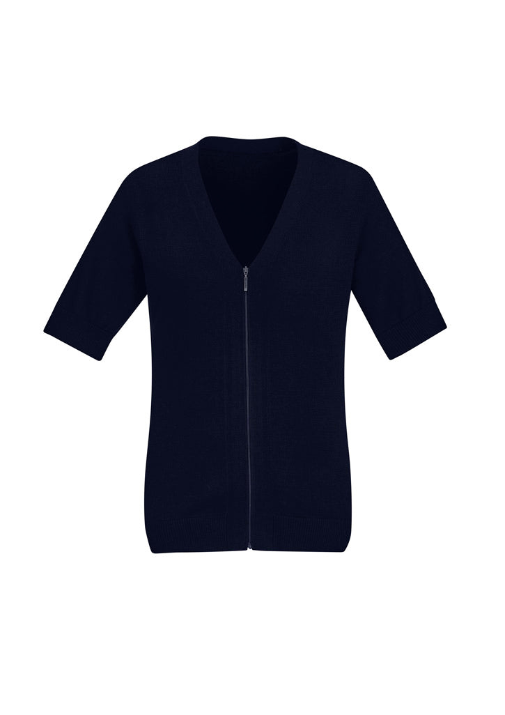 CK962LC - Biz Care - Womens Zip Front Short Sleeve Knit Cardigan