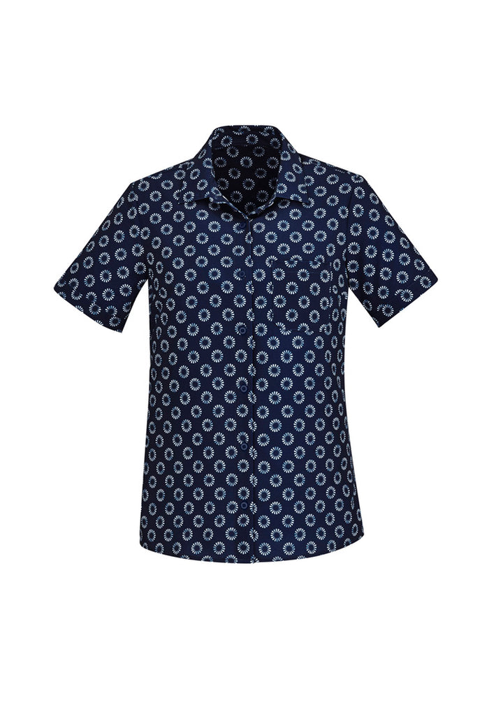 CS948LS - Biz Care - Womens Florence Daisy Print Short Sleeve Shirt