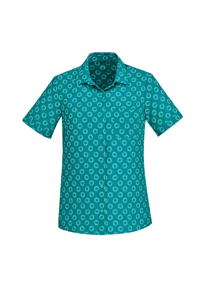 CS948LS - Biz Care - Womens Florence Daisy Print Short Sleeve Shirt