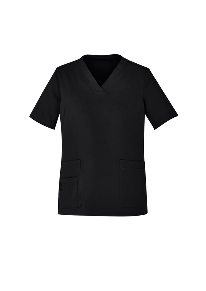 CST941LS - Biz Care - Womens Avery V-Neck Scrub Top Black
