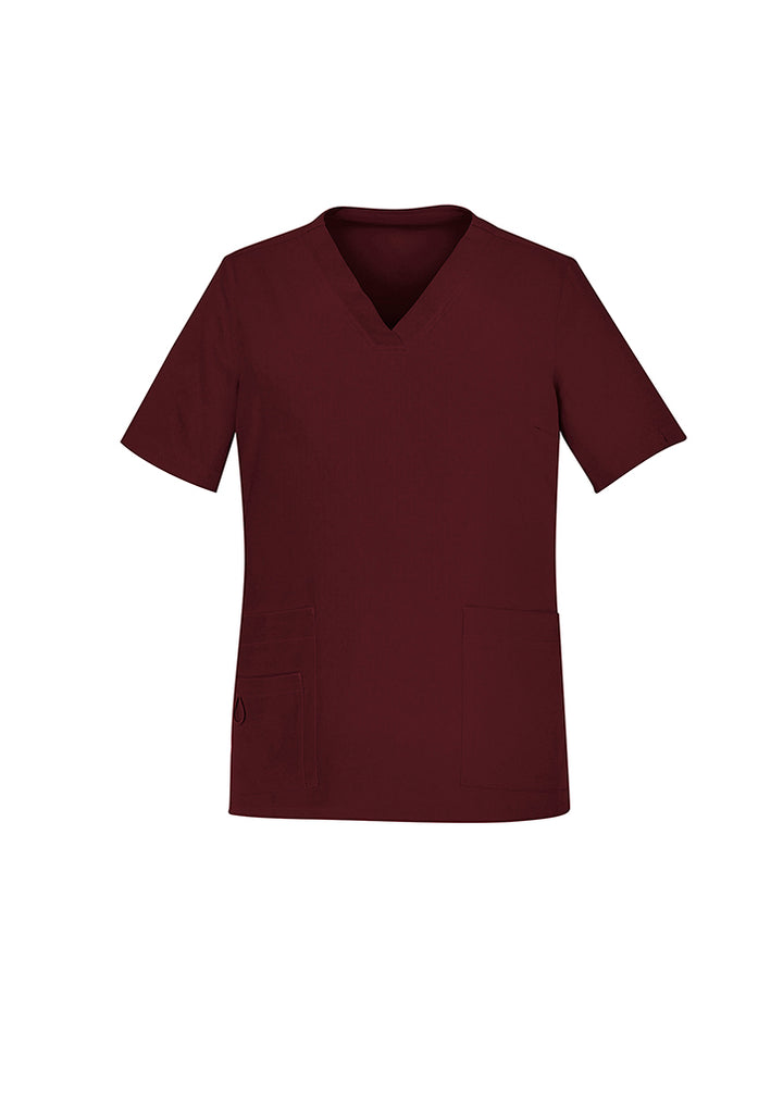 CST941LS - Biz Care - Womens Avery V-Neck Scrub Top Burgundy