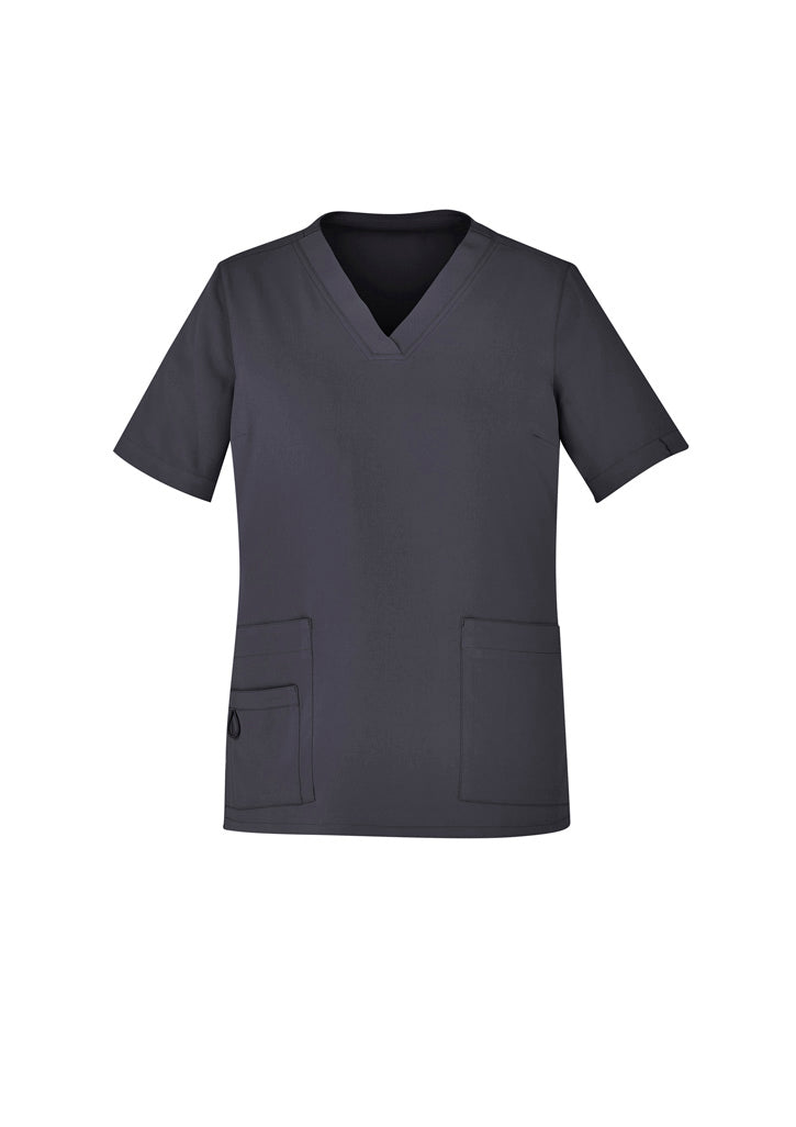 CST941LS - Biz Care - Womens Avery V-Neck Scrub Top Charcoal