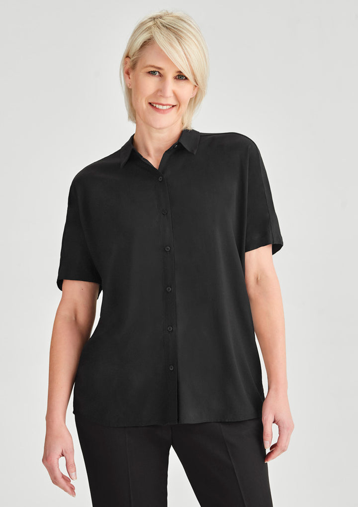 RB365L - Biz Corporates - Dahlia Womens Short Sleeve Blouse | Black