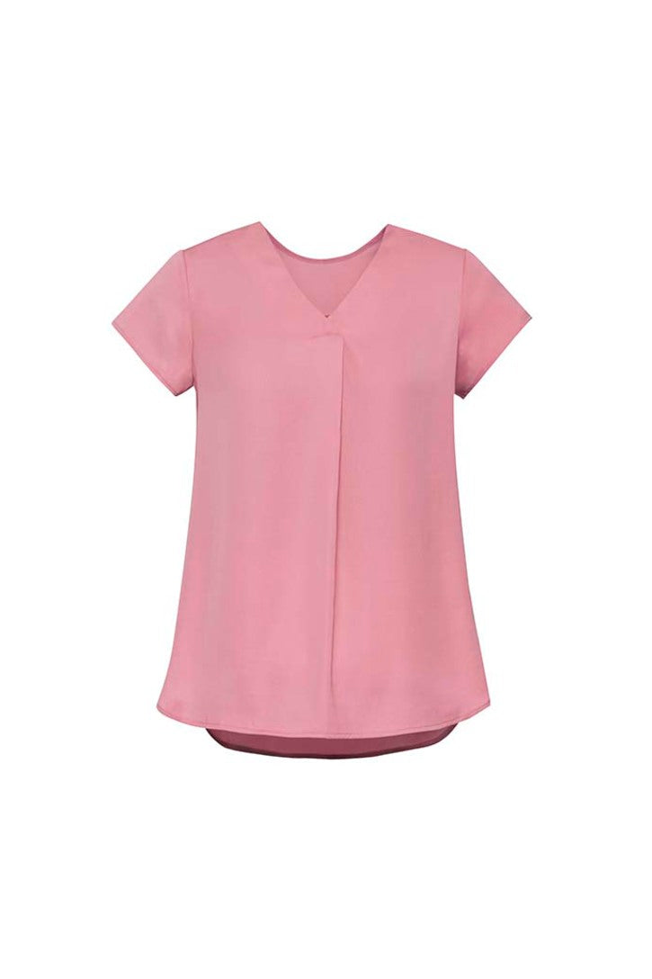 RB967LS - Biz Corporates - Kayla Womens V-neck Pleat Blouse | Dusty Rose