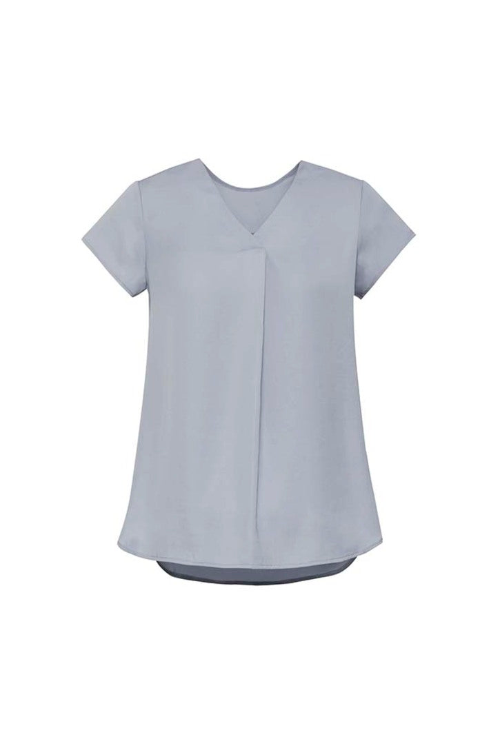 RB967LS - Biz Corporates - Kayla Womens V-neck Pleat Blouse | Silver