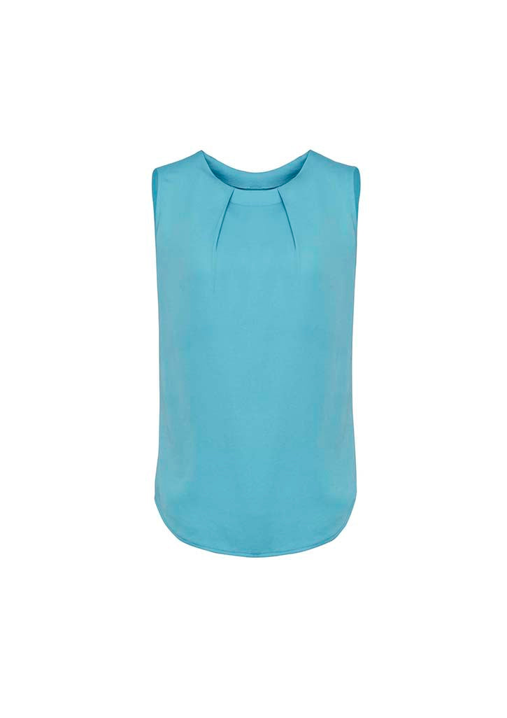 RB973LN - Biz Corporates - Estelle Womens Sleeveless Pleat Blouse | Aqua