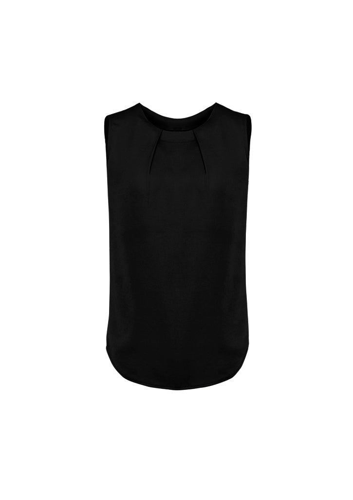 RB973LN - Biz Corporates - Estelle Womens Sleeveless Pleat Blouse | Black