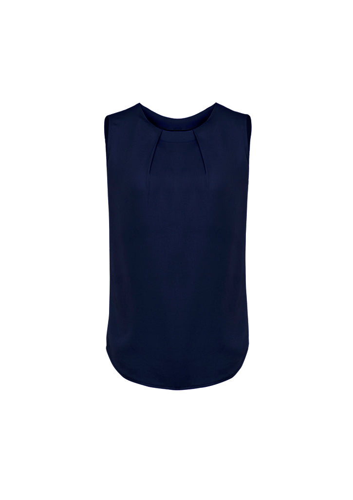 RB973LN - Biz Corporates - Estelle Womens Sleeveless Pleat Blouse | Navy