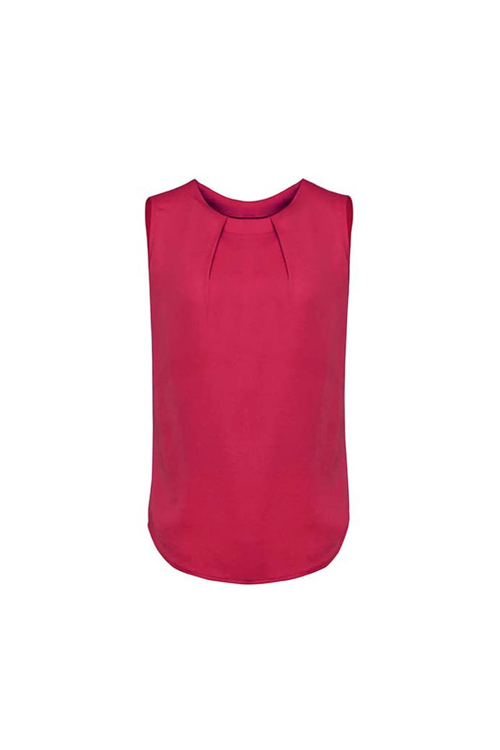 RB973LN - Biz Corporates - Estelle Womens Sleeveless Pleat Blouse | Raspberry