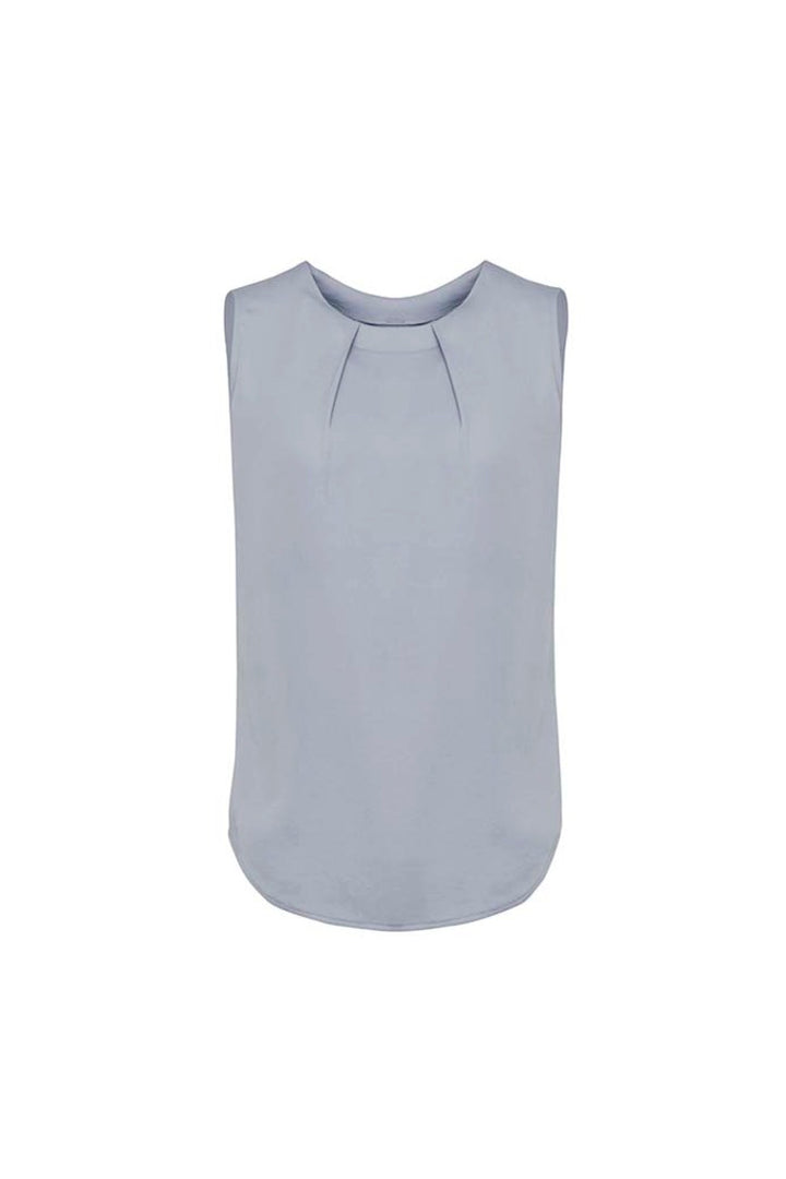 RB973LN - Biz Corporates - Estelle Womens Sleeveless Pleat Blouse | Silver