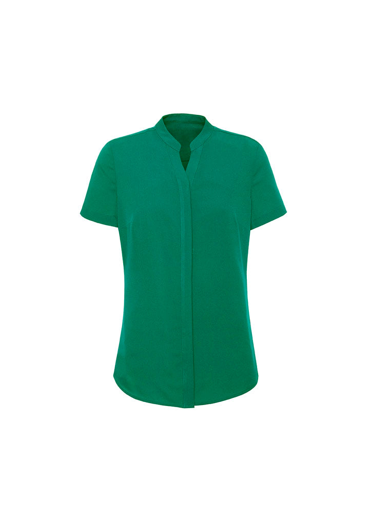 RB977LS - Biz Corporates - Juliette Womens Plain Short Sleeve Blouse | Lorikeet Green