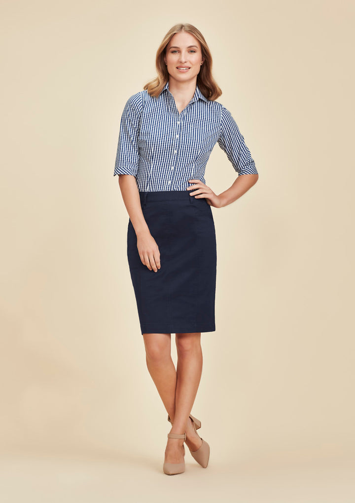 RGS264L - Biz Corporates - Womens Mid Waist Stretch Chino Skirt | Navy
