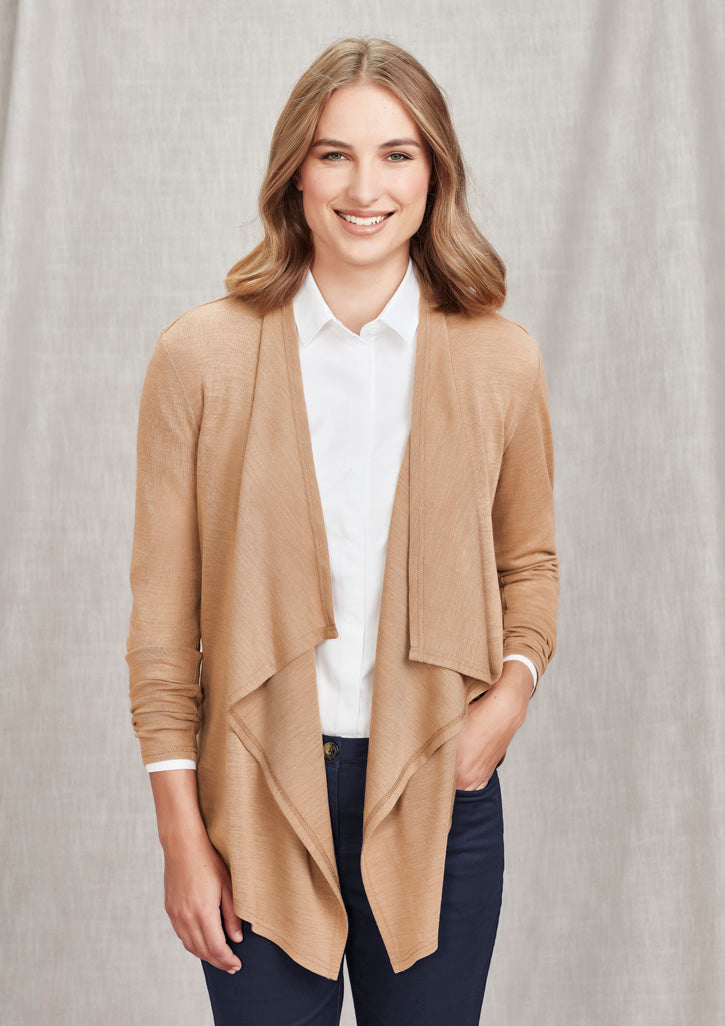 RLC267L - Biz Corporates - Womens Sofia Waterfall Cardigan | Camel