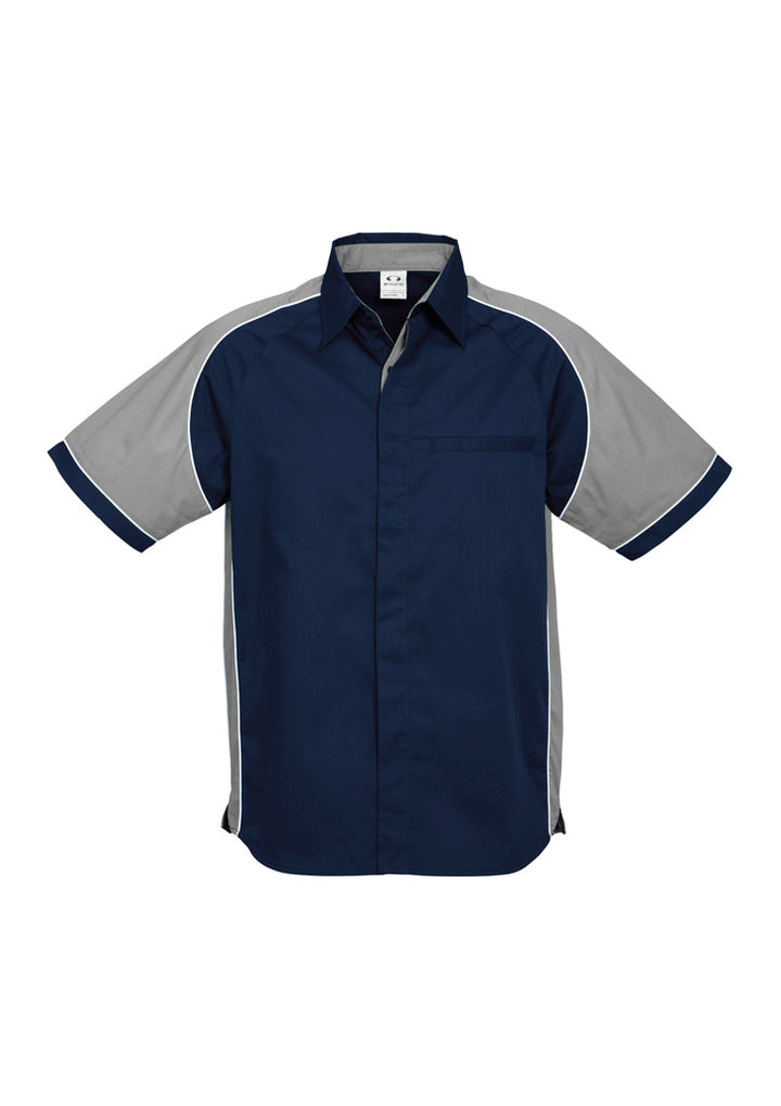 S10112 - Biz Collection - Mens Nitro Short Sleeve Shirt | Navy/Grey/White