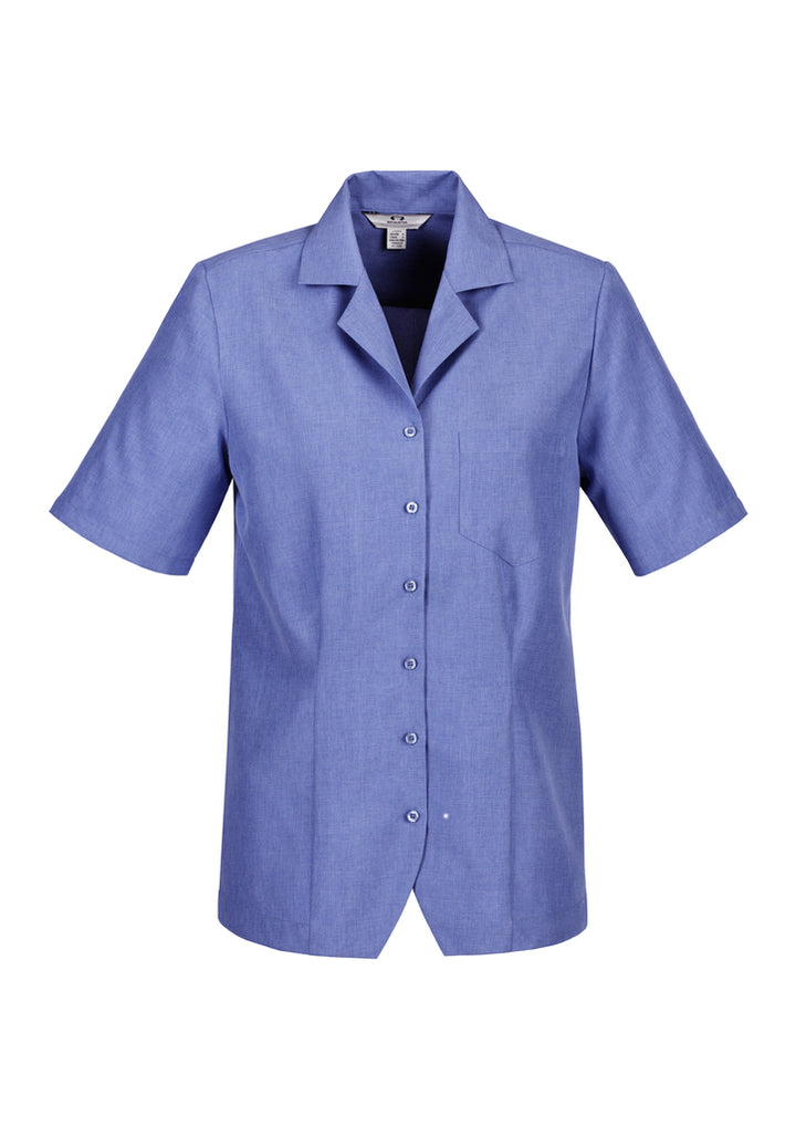 S265LS - Biz Care - Oasis Ladies Plain Overblouse | Mid Blue