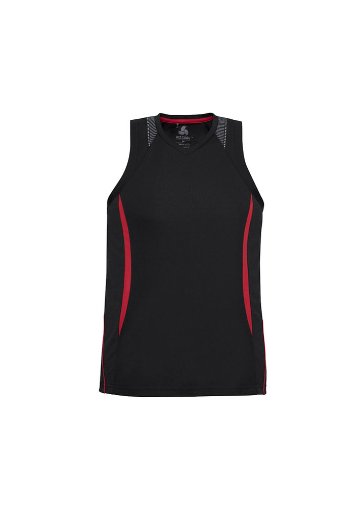 SG407M - Biz Collection - Razor Men's Singlet with V-Neck | Black/Red
