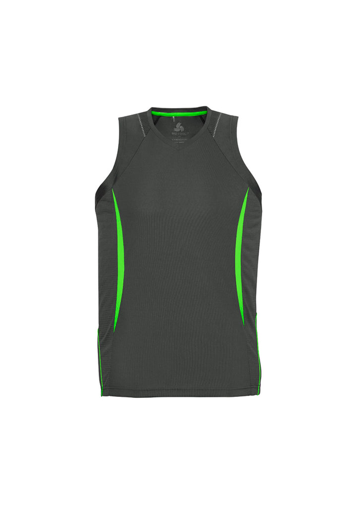 SG407M - Biz Collection - Razor Men's Singlet with V-Neck | Grey/Fluoro Lime