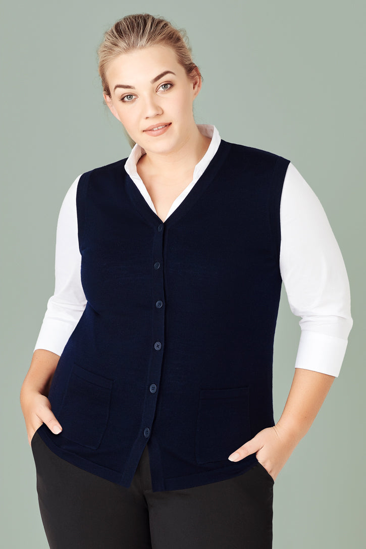 CK961LV - Biz Care - Womens Button Front Knit Vest