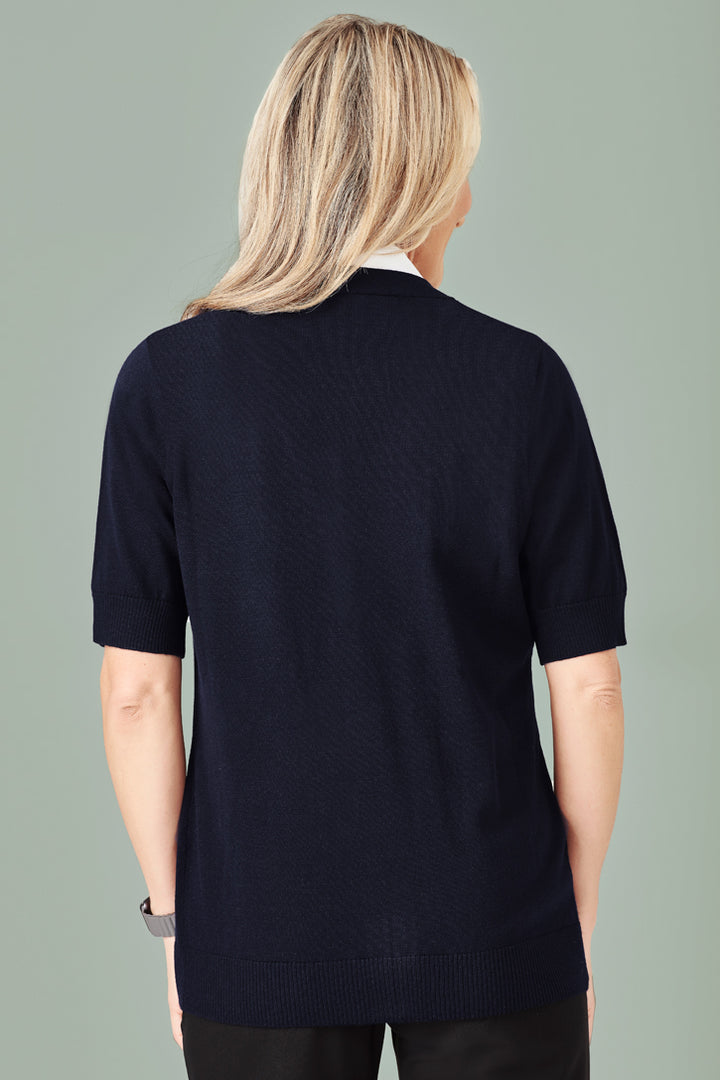 CK962LC - Biz Care - Womens Zip Front Short Sleeve Knit Cardigan