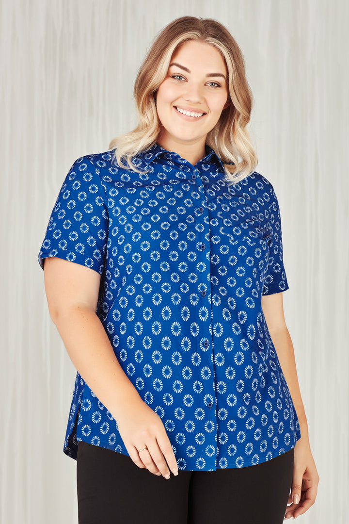 CS948LS - Biz Care - Womens Florence Daisy Print Short Sleeve Shirt
