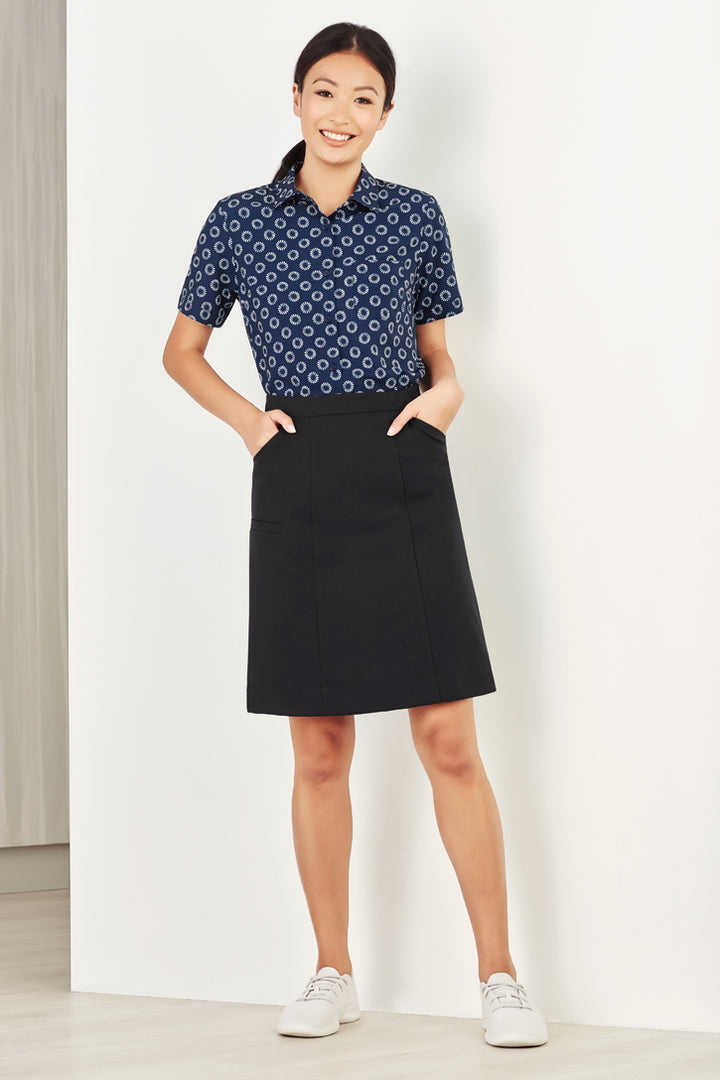 CS948LS - Biz Care - Womens Florence Daisy Print Short Sleeve Shirt