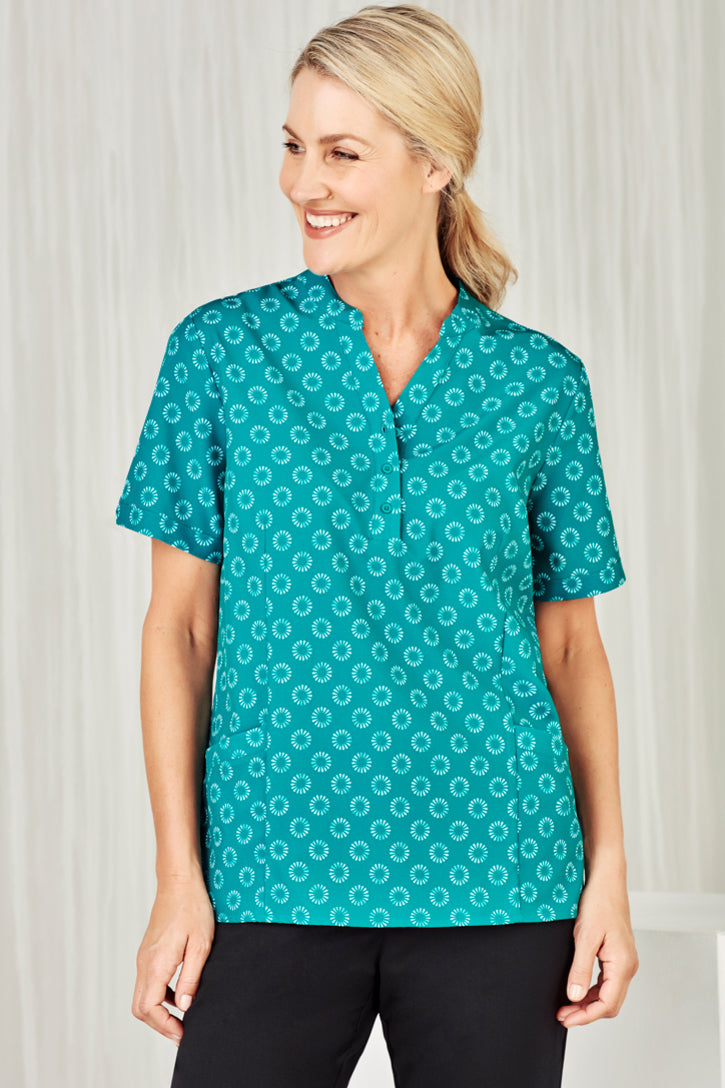 CS950LS - Biz Care - Womens Florence Daisy Print Tunic | Teal