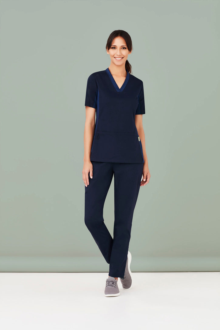 CST043LS - Biz Care - Womens Riley Stretch Scrub Top | Midnight Navy