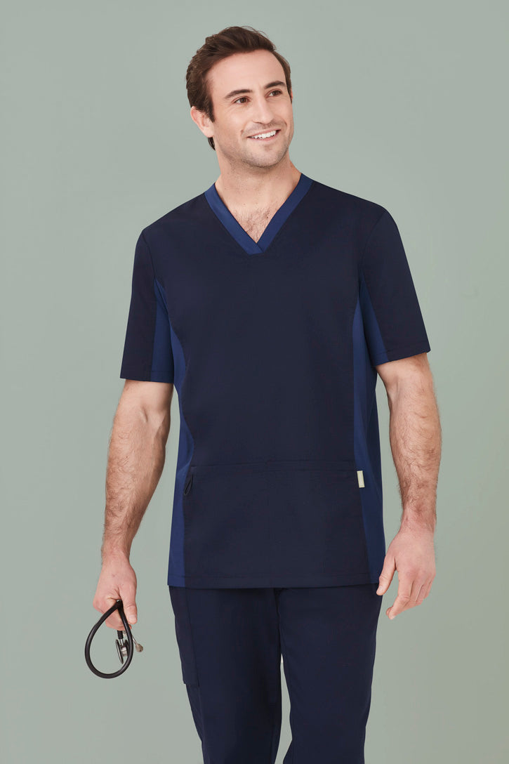 CST043MS - Biz Care - Mens Riley Stretch Scrub Top | Midnight Navy
