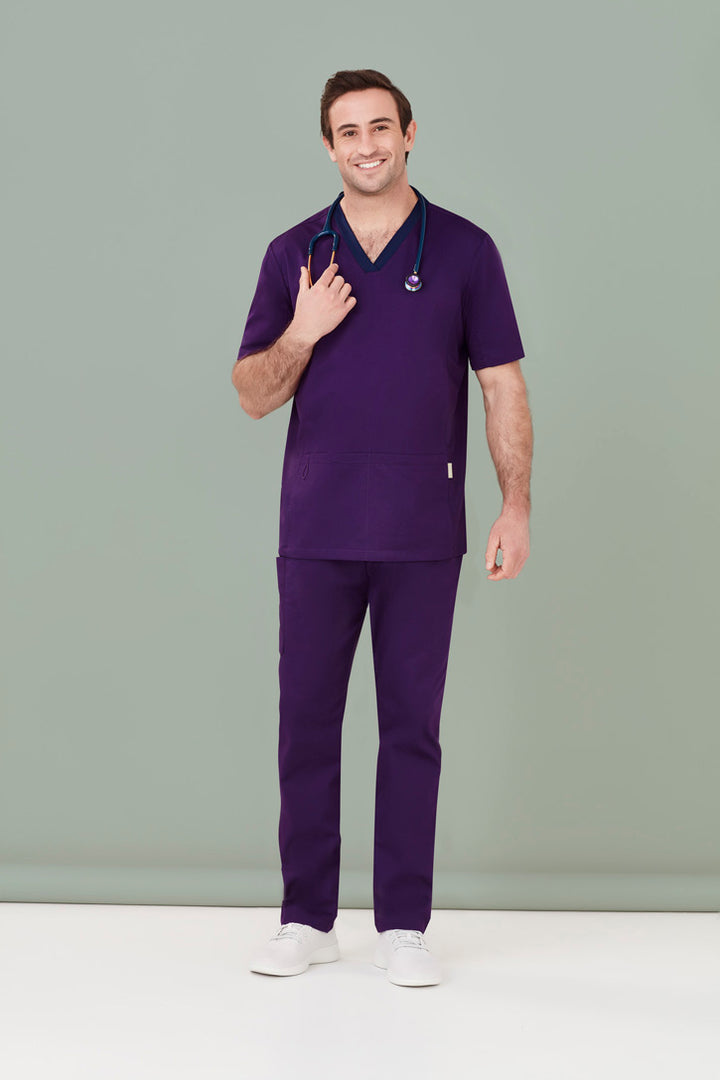 CST043MS - Biz Care - Mens Riley Stretch Scrub Top | Purple