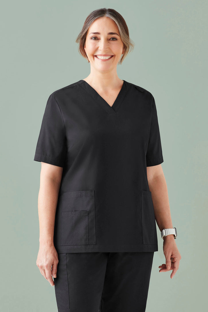 CST141LS - Biz Care - Tokyo Womens V-Neck Scrub Top | Black