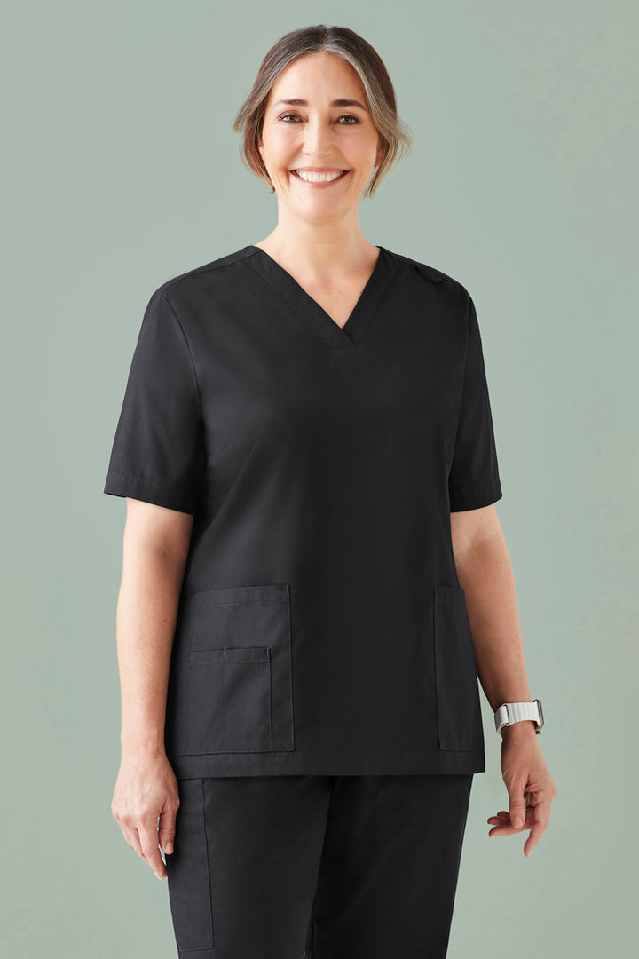 CST141LS - Biz Care - Tokyo Womens V-Neck Scrub Top | Black