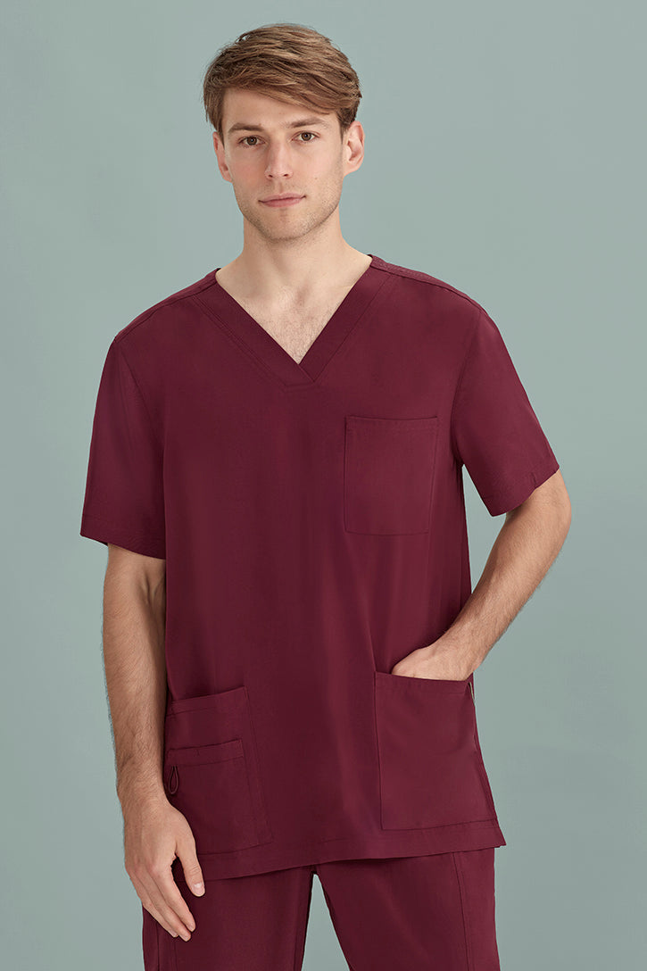 CST945MS - Biz Care - Avery Mens V-Neck Scrub Top | Burgundy