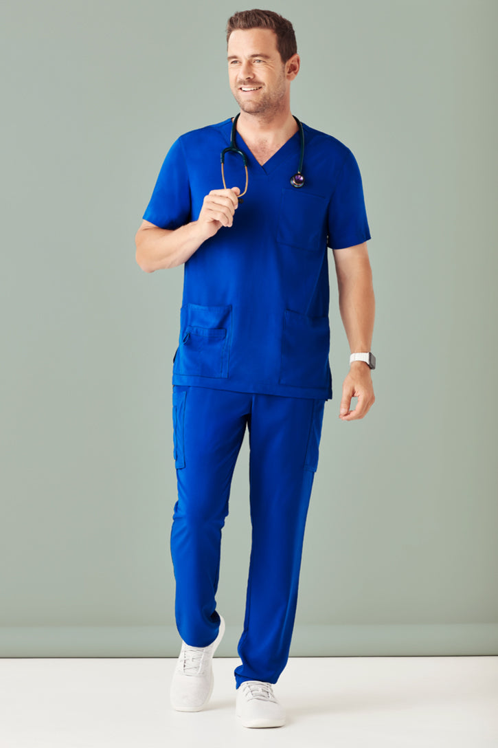 CST945MS - Biz Care - Avery Mens V-Neck Scrub Top | Electric Blue