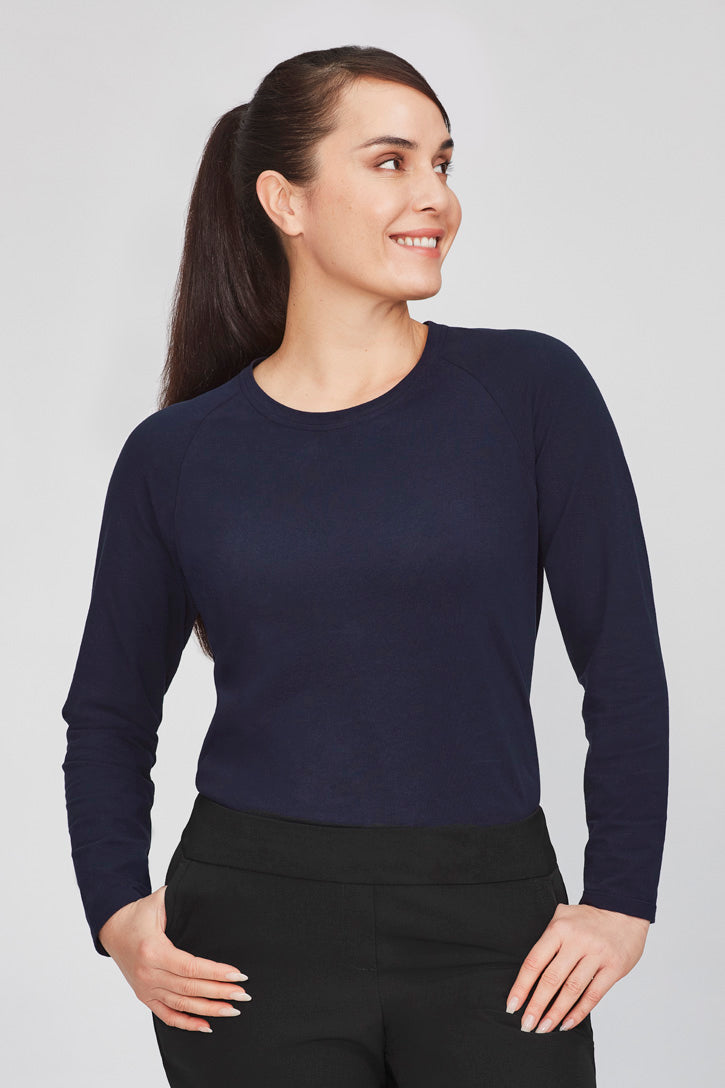 CT247LL - Biz Care - Performance Womens Cotton Long Sleeve Tee | Midnight Navy