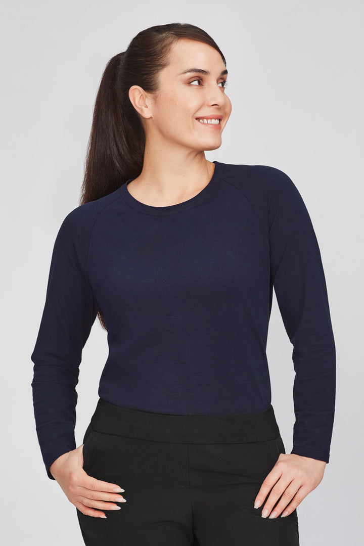 CT247LL - Biz Care - Performance Womens Cotton Long Sleeve Tee | Midnight Navy