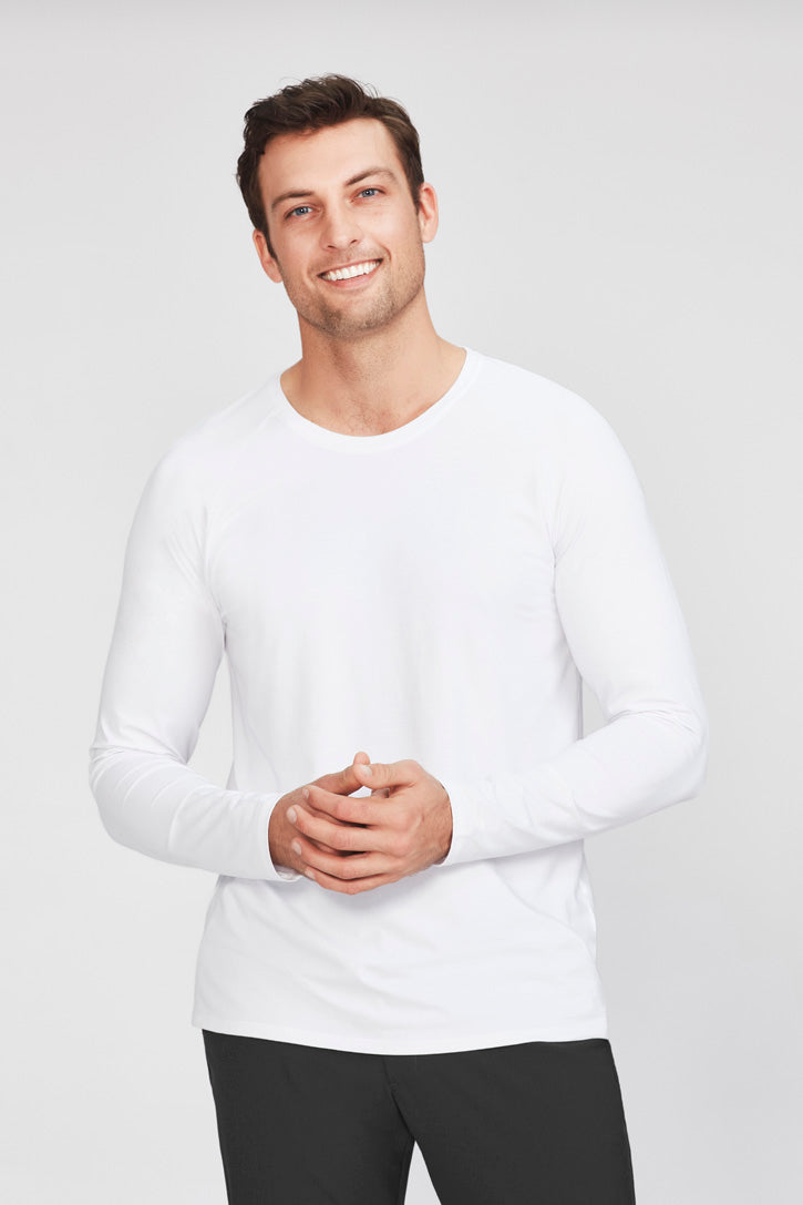 CT247ML - Biz Care - Performance Mens Cotton Long Sleeve Tee | White