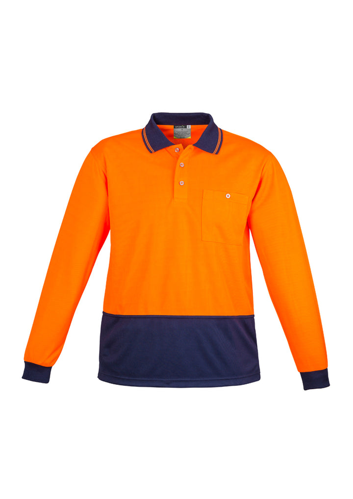 ZH232 - Syzmik - Unisex Hi Vis Basic Spliced Polo - Long Sleeve | Orange/Navy